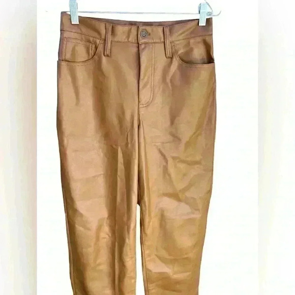 MADEWELL The Perfect Vintage Wide-Leg Pant Faux Leather Edition Tan - Picture 4 of 14